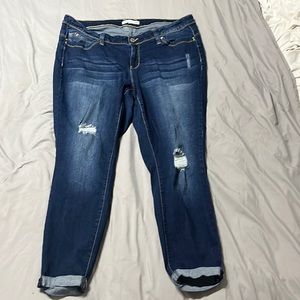 Dark washed ripped jeans